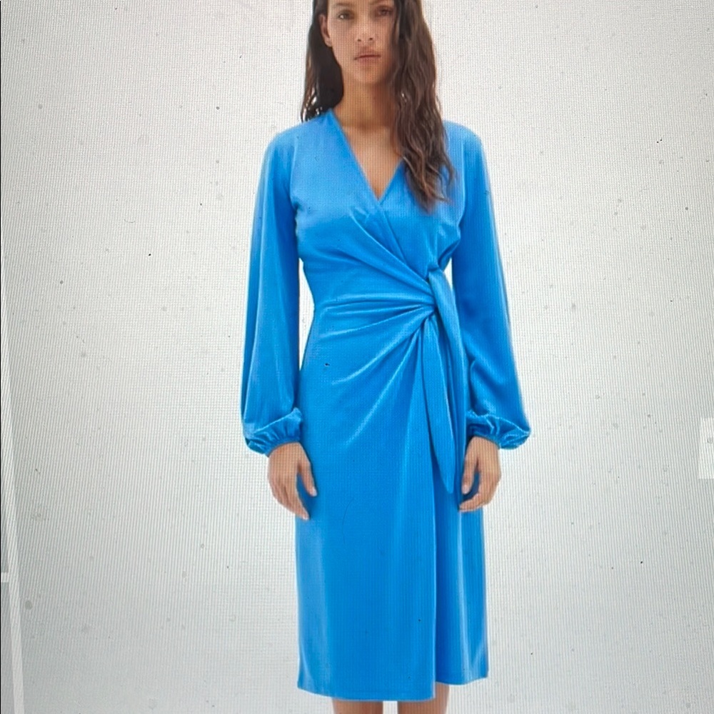 InWear catja Blue Wrap midi Dress/ nwt